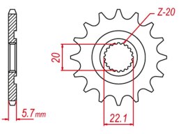 GROSSKOPF PROMOCJA ZĘBATKA PRZEDNIA 2103 14 GAS GAS EC 250/300/450F `11-15, YAMAHA YZ 125, WR 250, YZ250F `01-'21, WR 250F '10-'