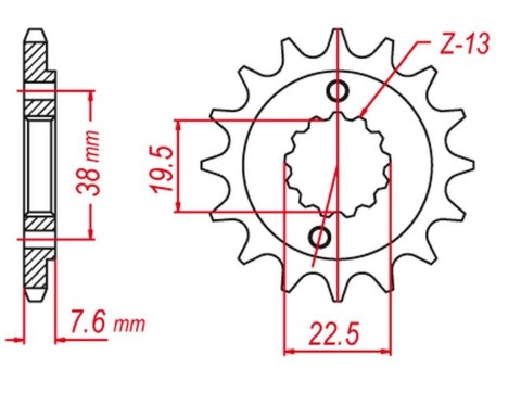 GROSSKOPF PROMOCJA ZĘBATKA PRZEDNIA 2116 13 SUZUKI LTR 450 '06-'10, LTZ 400 '03-'12, RMX 450 '10-'13, KAWASAKI KFX 400 '03-'06, 