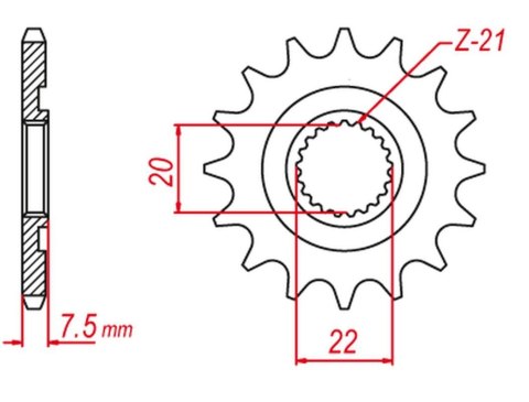 GROSSKOPF PROMOCJA ZĘBATKA PRZEDNIA 2120 14 HONDA CR 125R '04-'07 (+1) , CRF 250R '04-'17 (+1), CRF 250X '04-'17 (JTF1323.14)