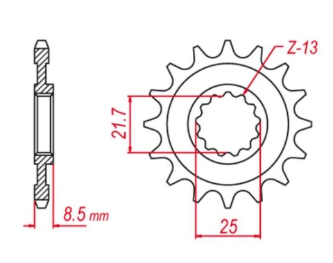 GROSSKOPF PROMOCJA ZĘBATKA PRZEDNIA 2137 16 KAWASAKI ZX -R '02-'03, Z 1000 '03-'06, ZX-10R '04-'20 (-1), ZX-10RR '17-'19 (-1), K