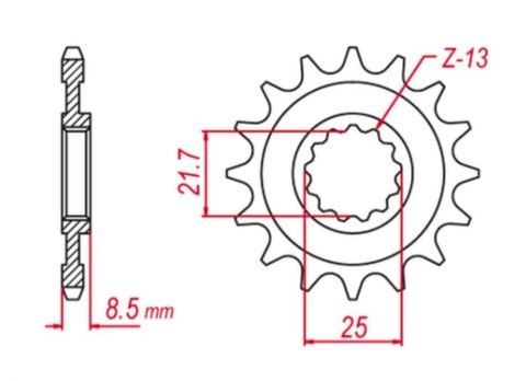 GROSSKOPF PROMOCJA ZĘBATKA PRZEDNIA 2137 17 KAWASAKI ZX -R '02-'03 (+1), Z 1000 '03-'06 (+1), ZX-10R '04-'20, ZX-10RR '17-'19, K