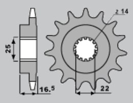 JR ZĘBATKA PRZEDNIA 2114 15 DUCATI 796/820/821/848/992/998/999/1000/1100 (JTF741.15)