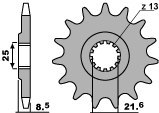PBR ZĘBATKA PRZEDNIA 2137 16 18NC KAWASAKI Z 1000 03-06, ZX 9R 02-03 (JTF1537.16) (ŁAŃC. 525)