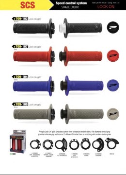 PROGRIP MANETKI PG709 OFF ROAD Z BLOKADĄ SCS LOCK-ON + 6 ADAPTERÓW ROLGAZU (22+25MM) KOLOR SZARY (709-108)