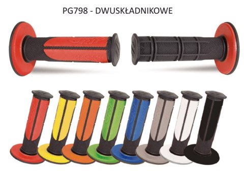 PROGRIP MANETKI PG798 OFF ROAD (22+25MM, DŁ.115MM) KOLOR CZARNY CZERWONY (DWUSKŁADNIKOWE HALF WAFFLE) (798-125) (PG798BK/RD)