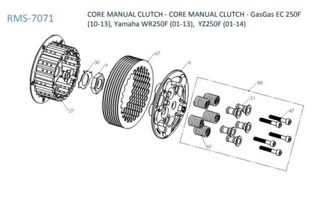REKLUSE SPRZĘGŁO MANUALNE CORE - GASGAS EC 250F '10-'15, EC 300F '13-'15, YAMAHA WR250F '01-'18, YZ250F '01-'18, YZ250FX '15-'18