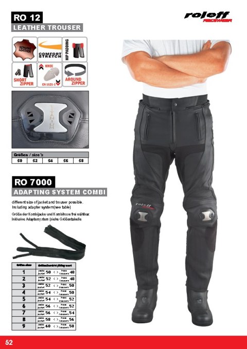 ROLEFF WIELKA PROMOCJA SPODNIE SKÓRZANE MODEL RO12 KOLOR CZARNY ROZMIAR 50