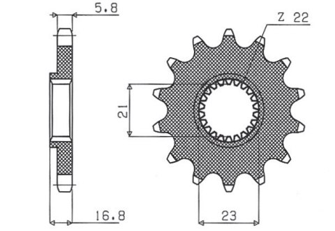 SUNSTAR ZĘBATKA PRZEDNIA 443 16 YAMAHA XJ 600 DIVERSION '92-'03 (JTF582.16) (ŁAŃC. 520) (44316JT)