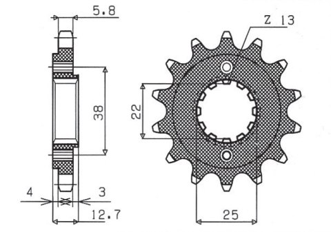 SUNSTAR ZĘBATKA PRZEDNIA 511 15 KAWASAKI KLR 650 '90-'14 (JTF511.15) (ŁAŃC. 520) (51115JT)