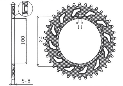 SUNSTAR ZĘBATKA TYLNA 1027 48 DUCATI MONSTER 695 '08, MONSTER 800 '03-'04 (JTR735.48) (ŁAŃC. 520) (102748JT)