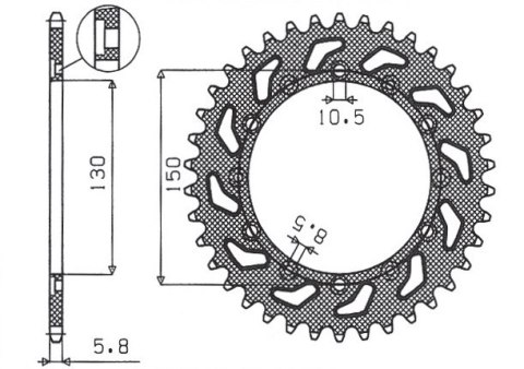SUNSTAR ZĘBATKA TYLNA 236 48 / 245 48 HONDA NX 650 95-01, YAMAHA XJ 6 09-15, YAMAHA WR 250R '08-'10 (JTR245/2.48) (JTR245/3.48) 