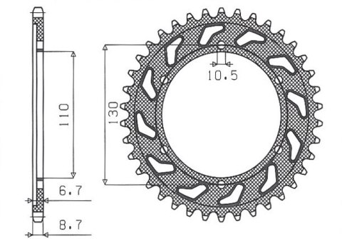 SUNSTAR ZĘBATKA TYLNA 241 39 YAMAHA XJR 1300 '04-'06, MT-01 '05-'11 (JTR479.39) (ŁAŃC. 530) (24139JT)