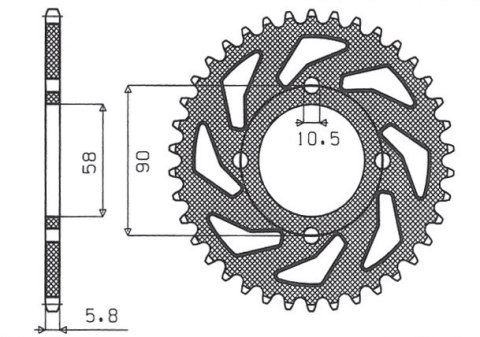 SUNSTAR ZĘBATKA TYLNA 279 39 HONDA XL 125V VARADERO '01-'13, KTM 200 DUKE '12-'14, 125 DUKE '11-'13 (JTR273.39) (ŁAŃC. 520) (279