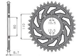 SUNSTAR ZĘBATKA TYLNA 334 43 HONDA CBR 600F '87-'90, VF 1000F '84-'87 (JTR1334.43) (ŁAŃC. 530) (33443JT)