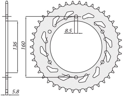 SUNSTAR ZĘBATKA TYLNA 3552 42 APRILIA PEGASO 600 '90-'93, PEGASO 650 '92-'04, BMW F650 '92-'04 (JTR5.42)* (ŁAŃC.520) (355242JT)