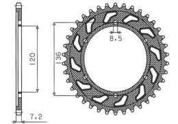 SUNSTAR ZĘBATKA TYLNA 4324 57 YAMAHA TDR 125 '93-'99 (JTR1847.57) (ŁAŃC. 428) (432457JT)