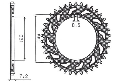 SUNSTAR ZĘBATKA TYLNA 4324 57 YAMAHA TDR 125 '93-'99 (JTR1847.57) (ŁAŃC. 428) (432457JT)