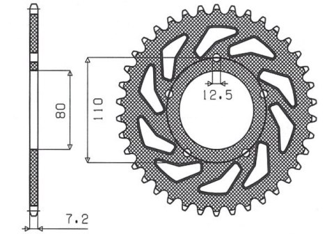 SUNSTAR ZĘBATKA TYLNA 4350 45 HONDA VT 600C SHADOW '90-'07, XRV 750 AFRICA TWIN '93-'03 (JTR1332.45) (ŁAŃC. 525) (435045JT)