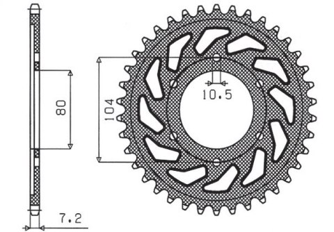 SUNSTAR ZĘBATKA TYLNA 4359 40 KAWASAKI ZX 6 R '98-'02, Z 1000 '07-'09, ZX10R '04-'15 (JTR1489.40) (ŁAŃC. 525) (435940JT)
