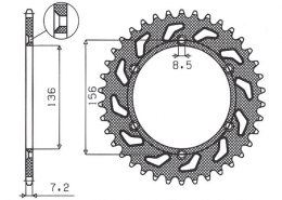 SUNSTAR ZĘBATKA TYLNA 4365 43 SUZUKI DR 650 SE '96-'12 (JTR1791.43) (ŁAŃC. 525) (436543JT)