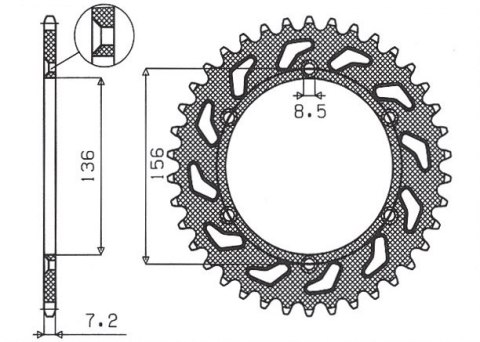 SUNSTAR ZĘBATKA TYLNA 4365 43 SUZUKI DR 650 SE '96-'12 (JTR1791.43) (ŁAŃC. 525) (436543JT)