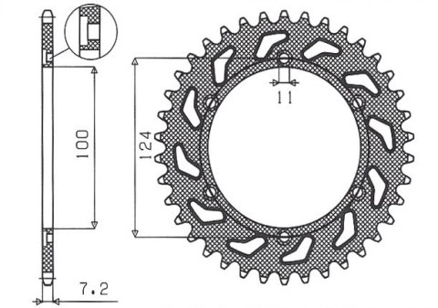 SUNSTAR ZĘBATKA TYLNA 4366 39 DUCATI MONSTER 1000 '03-'05 (JTR745.39)* (ŁAŃC. 525) (436639JT)