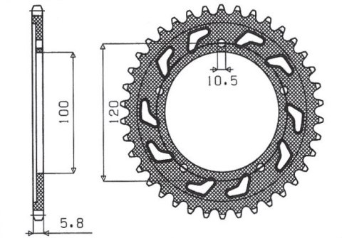 SUNSTAR ZĘBATKA TYLNA 4396 40 APRILIA RS 125 '06-'12 (JTR703.40) (ŁAŃC. 520) (439640JT)