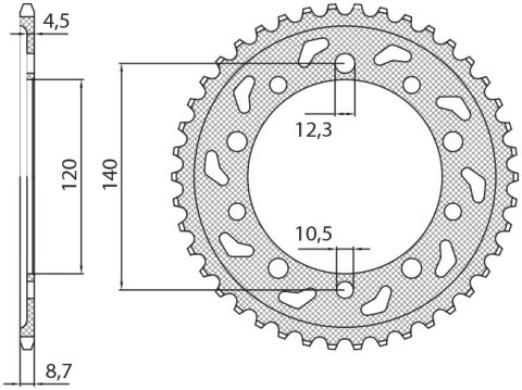 SUNSTAR ZĘBATKA TYLNA 4409 44 TRIUMPH TIGER 1050 '07-'13 (JTR1800.44) (ŁAŃC. 530) (440944JT)