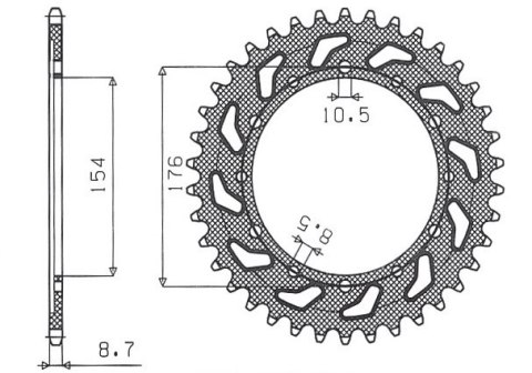 SUNSTAR ZĘBATKA TYLNA 4434 43 HONDA VFR750, VFR800 V-TEC '02-'14, VFR800X CROSSRUNNER '11-'15 (JTR1340.43) (ŁAŃC. 530) (443443JT