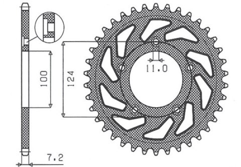 SUNSTAR ZĘBATKA TYLNA 4443 38 DUCATI 749 '03-'06 (JTR744.38) (ŁAŃC. 525) (444338JT)