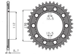 SUNSTAR ZĘBATKA TYLNA 4448 39 / 408 39 HONDA CB 1300 '03-'13, CB 1100 '13-'14 (SC54) (JTR1871.39) (JTR302.39) (ŁAŃC. 530) (40839