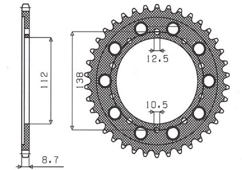SUNSTAR ZĘBATKA TYLNA 4448 42 / 408 42 HONDA CBF 1000 '10-'15, VTR 1000 FIRE STORM '97-'05, CBR 900 RR '92-'95 (JTR1871.42) (JTR