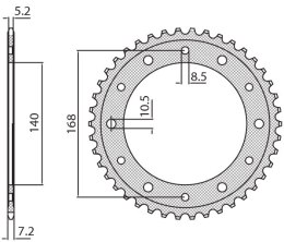 SUNSTAR ZĘBATKA TYLNA 4550 42 BMW F 800GS '08-'12 (OTWÓR POD ŚRUBĘ 8,5MM) (JTR6.42) (ŁAŃC. 525) (455042JT)
