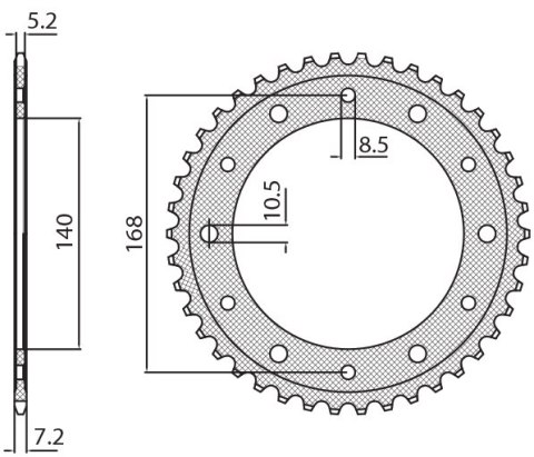SUNSTAR ZĘBATKA TYLNA 4550 42 BMW F 800GS '08-'12 (OTWÓR POD ŚRUBĘ 8,5MM) (JTR6.42) (ŁAŃC. 525) (455042JT)