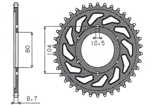 SUNSTAR ZĘBATKA TYLNA 488 42 KAWASAKI ZRX 1200 R/S 01-06, ZXR 750 91-92 (JTR488.42) (ŁAŃC. 530) (48842JT)