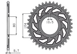 SUNSTAR ZĘBATKA TYLNA 488 45 KAWASAKI ZX9R (94-97), ZZR1200 (02-05) (JTR488.45) (ŁAŃC. 530) (48845JT)