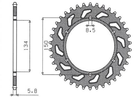 SUNSTAR ZĘBATKA TYLNA 489 50 KAWASAKI KX/KXF `84-'20 (JTR460.50) (ŁAŃC. 520) (48950JT)
