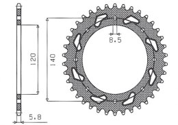 SUNSTAR ZĘBATKA TYLNA 491 44 KAWASAKI KLE 500 '91-07 (JTR487.44) (ŁAŃC. 520) (49144JT)