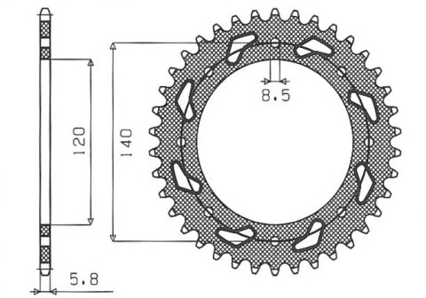 SUNSTAR ZĘBATKA TYLNA 491 44 KAWASAKI KLE 500 '91-07 (JTR487.44) (ŁAŃC. 520) (49144JT)