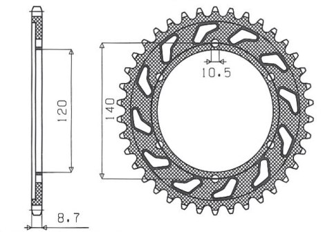 SUNSTAR ZĘBATKA TYLNA 498 48 KAWASAKI ZZR 600 (93-04) (JTR499.48) (ŁAŃC. 530) (49848JT)