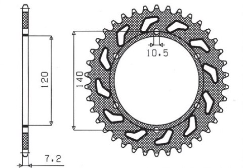 SUNSTAR ZĘBATKA TYLNA 5301 39 KAWASAKI ZR 750 ZEPHYR 91-99,W 650 99-06 (JTR498.39) (ŁAŃC. 525) (530139JT)