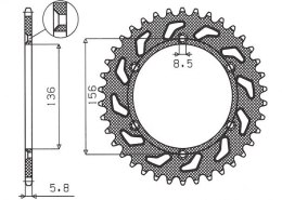 SUNSTAR ZĘBATKA TYLNA 702 48 BETA 450/498/520 RR '10-14, GAS GAS EC 125/200/250/300/400/450/515 '01-15, HUSQVARNA CR/WR 250/300/