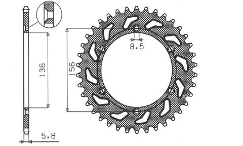 SUNSTAR ZĘBATKA TYLNA 702 50 HUSQVARNA SM 610 (08-09), SUZUKI DR350 (90-03), RGV 250 (91-96) (JTR822.50) (ŁAŃC. 520) (70250JT)