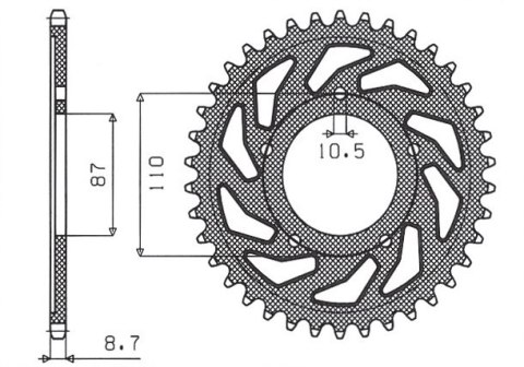 SUNSTAR ZĘBATKA TYLNA 824 45 SUZUKI GSX 750F (99-06), GSX 600F '92-'97 (JTR829.45) (ŁAŃC. 530) (82445JT)