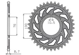 SUNSTAR ZĘBATKA TYLNA 825 42 / 816 42 SUZUKI GSXR1100, GSXR750 (92-95) (JTR816.42) (ŁAŃC. 530) (81642JT)