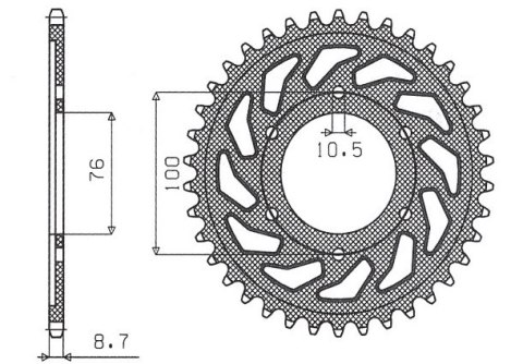 SUNSTAR ZĘBATKA TYLNA 825 44 / 816 44 SUZUKI GSXR1100, GSXR750 (92-95) (JTR816.44) (ŁAŃC. 530) (81644JT)
