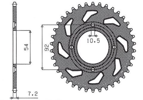 SUNSTAR ZĘBATKA TYLNA 835 49 YAMAHA TZR 125 88-93 (+4), RD 125 LC 1 82-85 (JTR835.49) (ŁAŃC. 428) (83549JT)