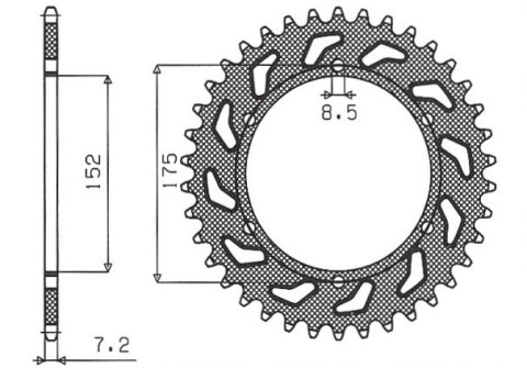 SUNSTAR ZĘBATKA TYLNA 844 57 YAMAHA DT 125R/RE 99-06 (JTR839.57) (ŁAŃC. 428) (84457JT)