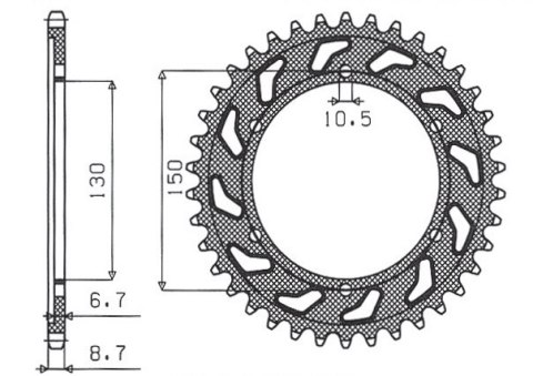 SUNSTAR ZĘBATKA TYLNA 860 47 YAMAHA YZF 600R THUNDER CAT (96-03), YZF 1000 THUNDER ACE, FZR 1000 (JTR859.47) (ŁAŃC. 530) (86047J