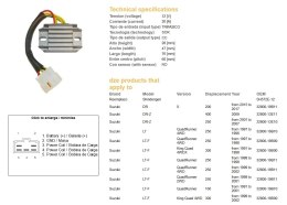 DZE REGULATOR NAPIĘCIA SUZUKI LT160 89-04, LTF250 88-02, LTF300 KING QUAD 99-02 (SH572E-12) (ESR136)